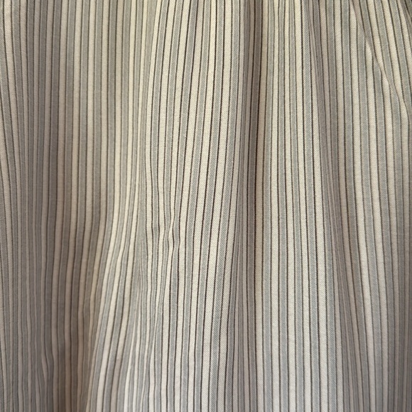 Sundance Marianna Stripe Top Large Gray White Henley Smocked Ruffle Button Up - Picture 3 of 11